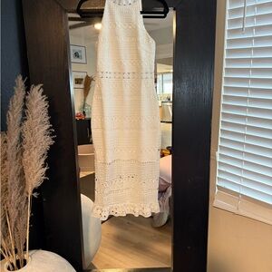 Elegant White Lace Midi Dress